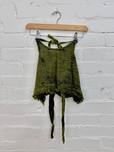 Stonewash Cropped Halter Tie Top
