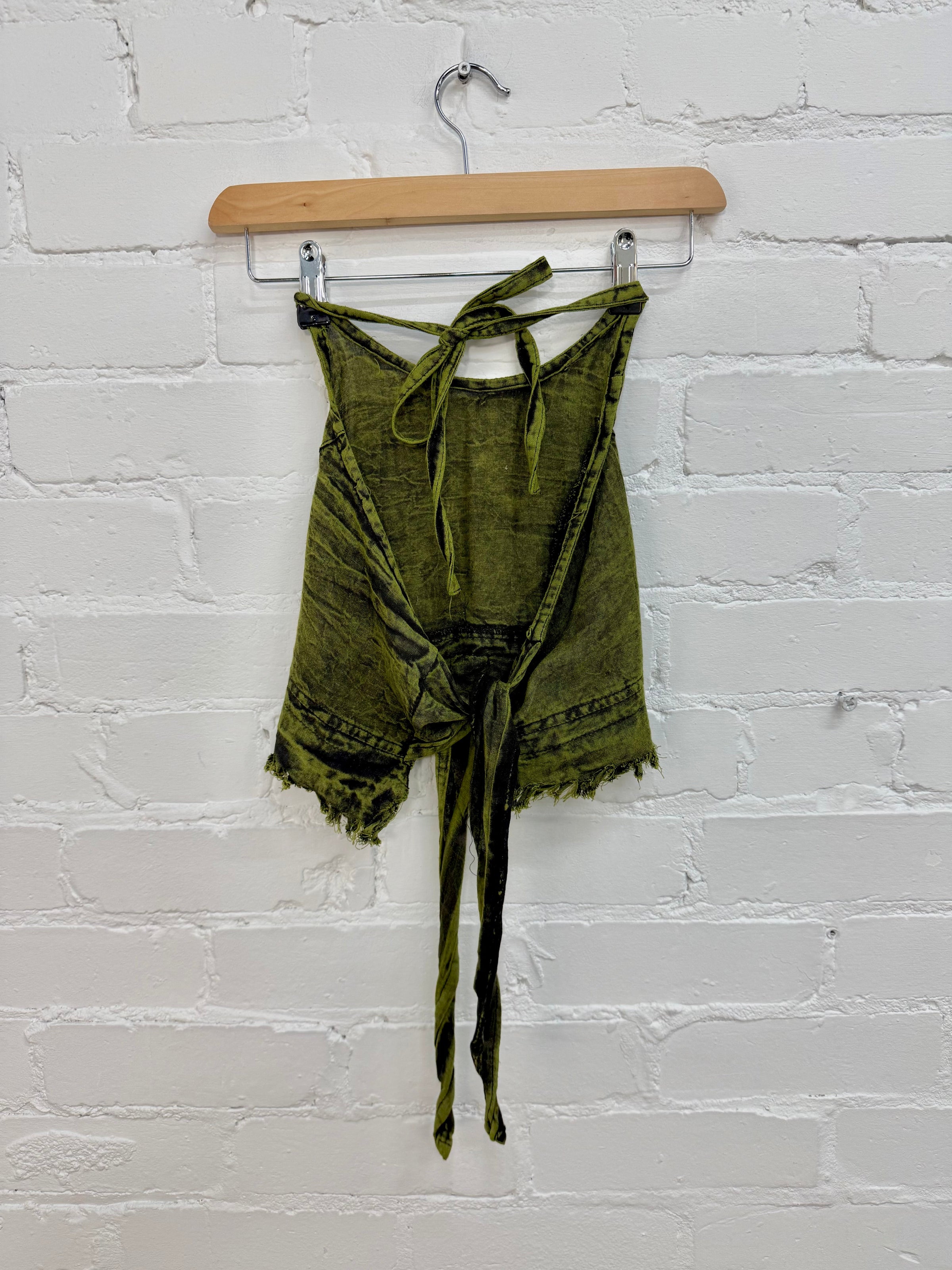 Stonewash Cropped Halter Tie Top