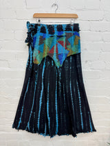 Tie-Dye & Patchwork Long Wrap Skirt