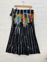 Tie-Dye & Patchwork Long Wrap Skirt