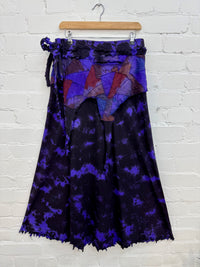 Tie-Dye & Patchwork Long Wrap Skirt