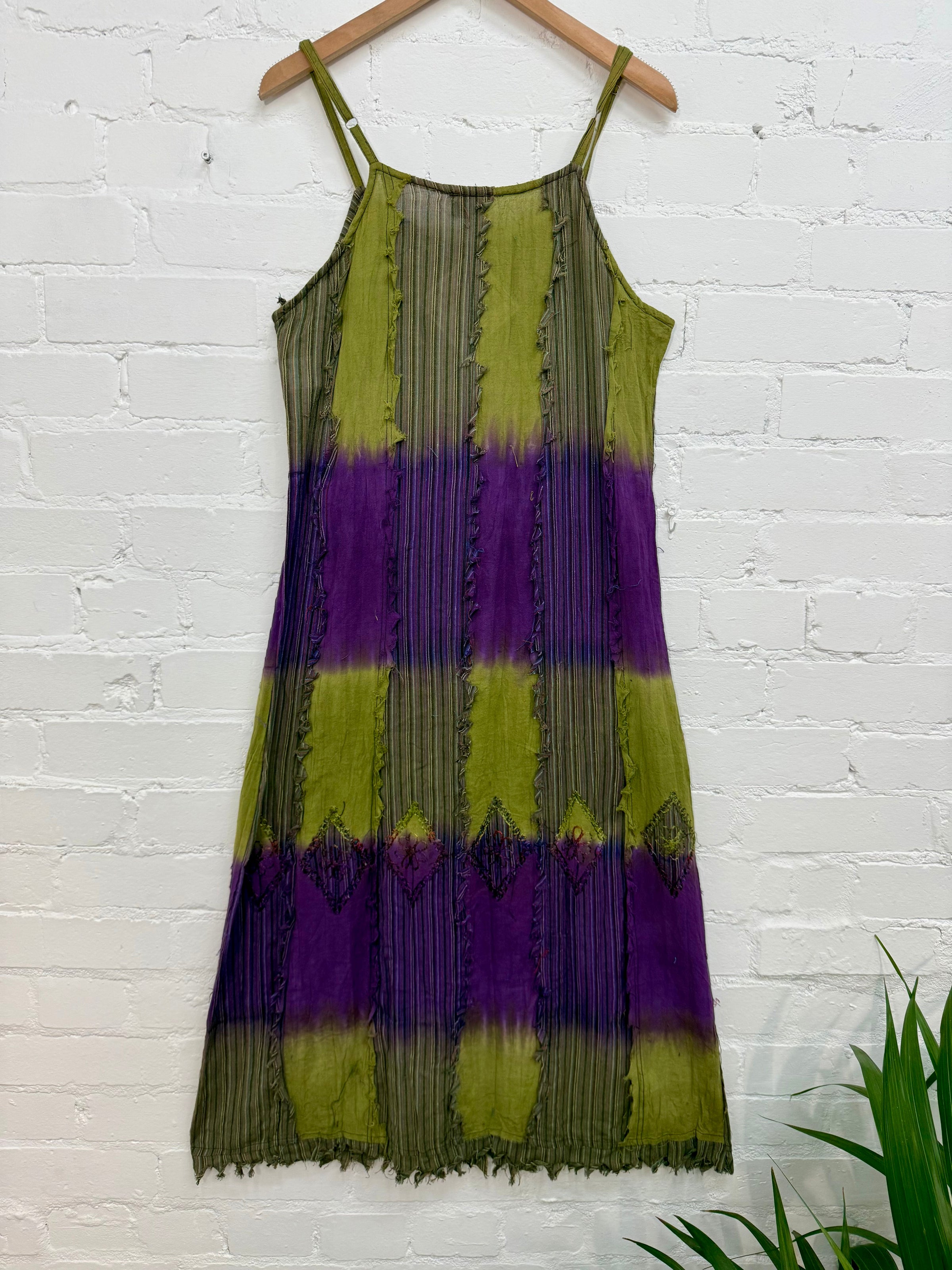 Dip-Dye & Stripe Long Strappy Dress