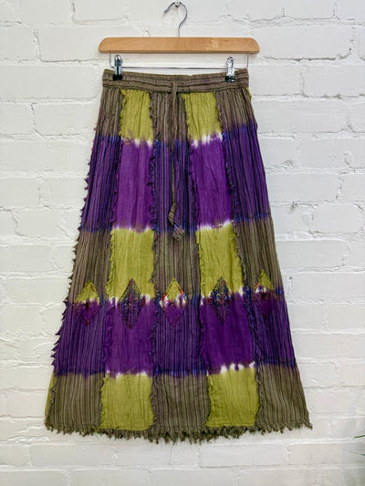 Dip-Dye & Stripe Long Skirt