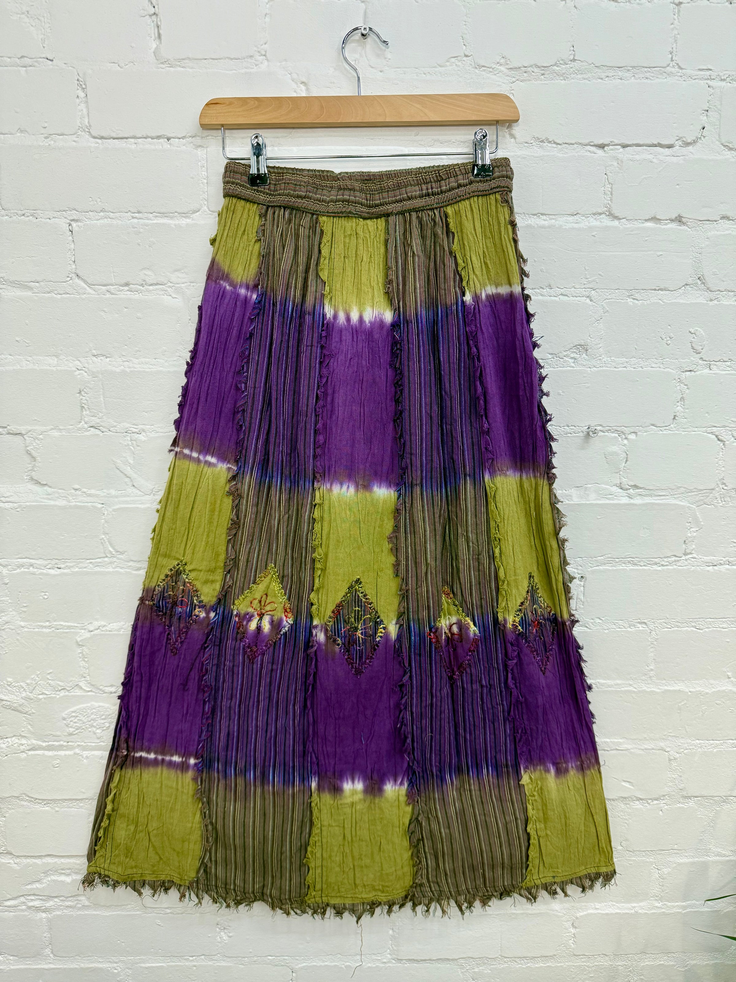 Dip-Dye & Stripe Long Skirt