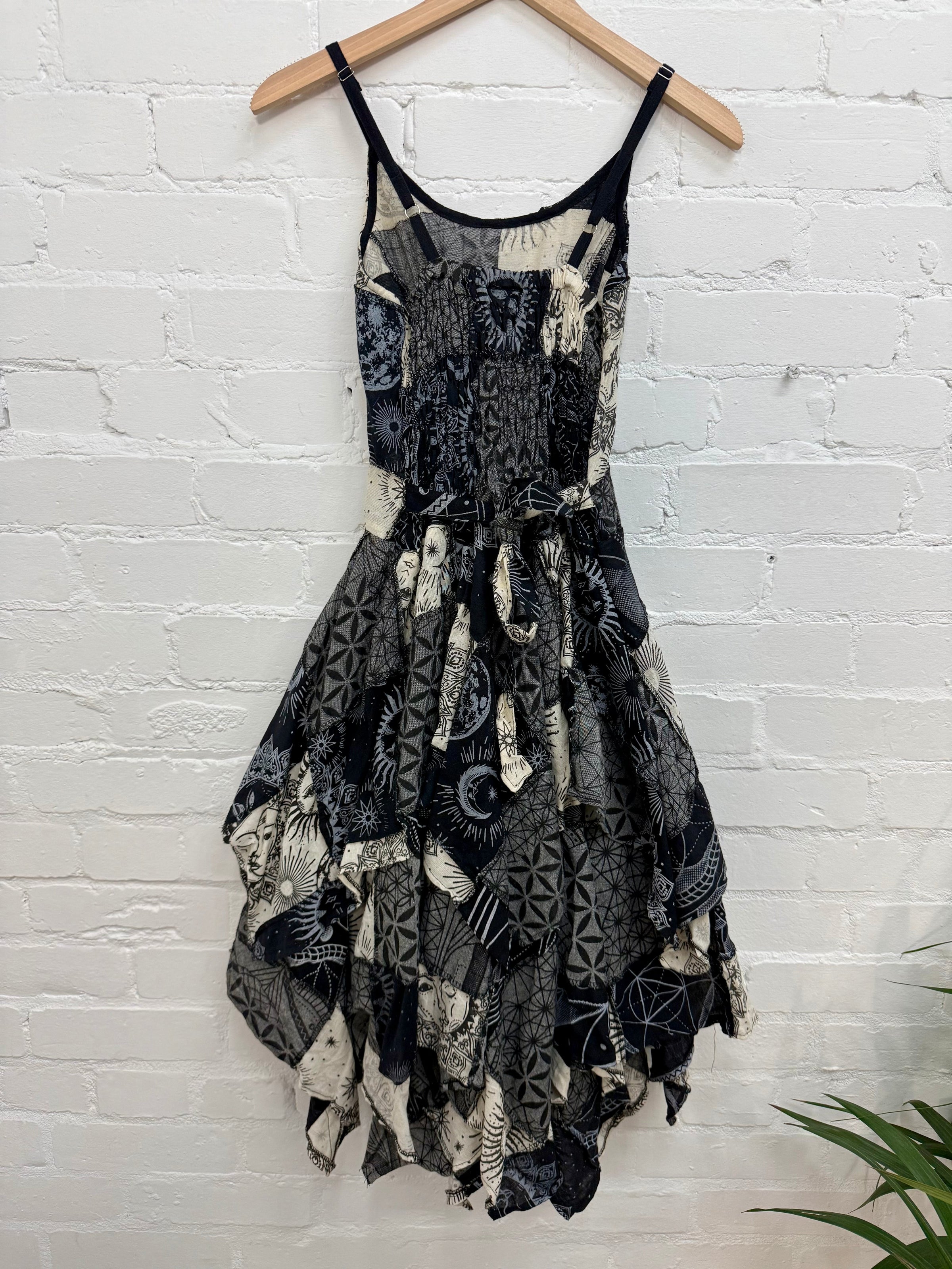 Celestial Patch Layered Midi Dress