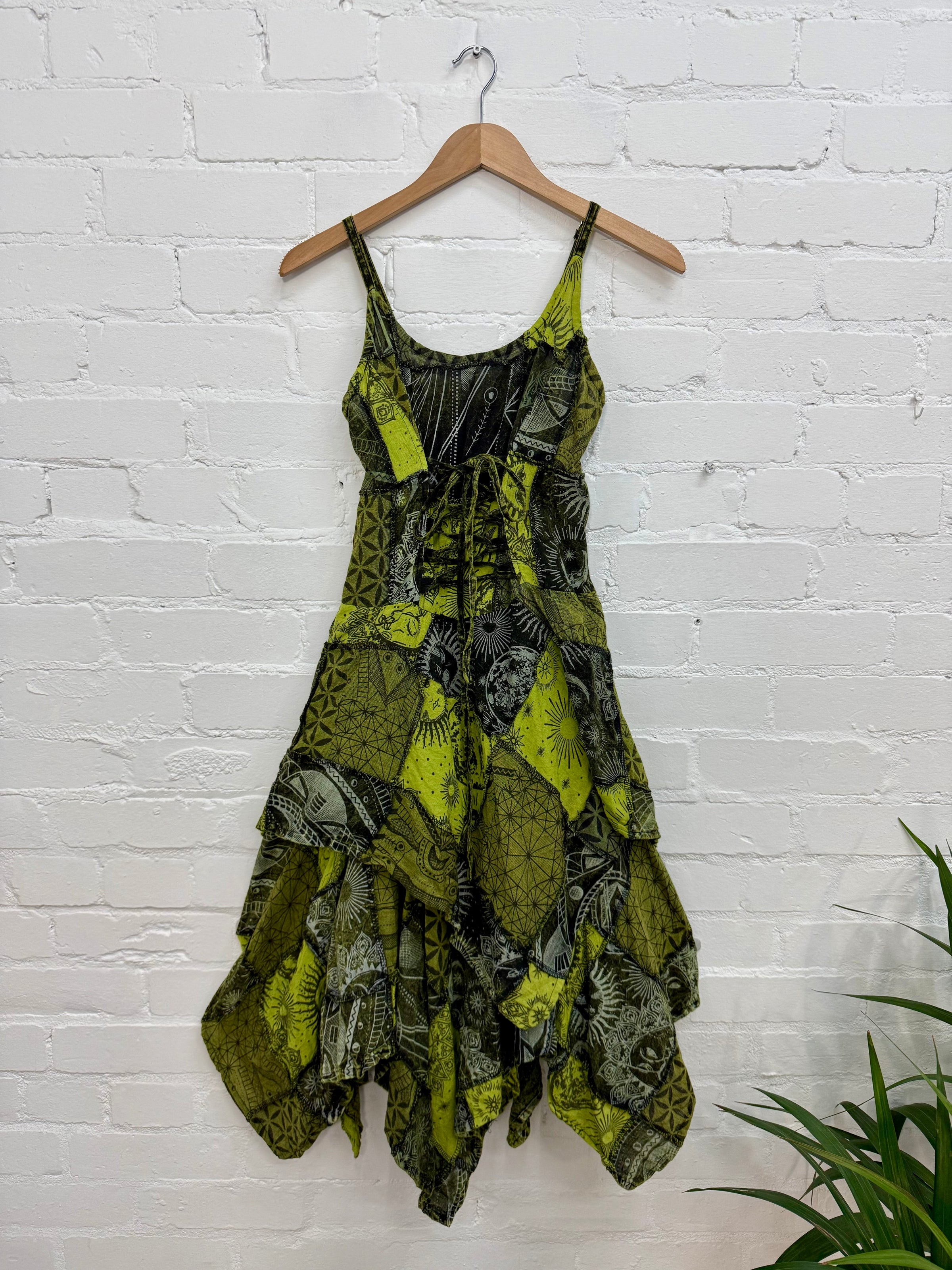 Celestial Patch Layered Midi Dress