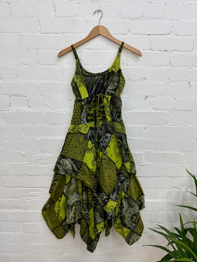 Celestial Patch Layered Midi Dress