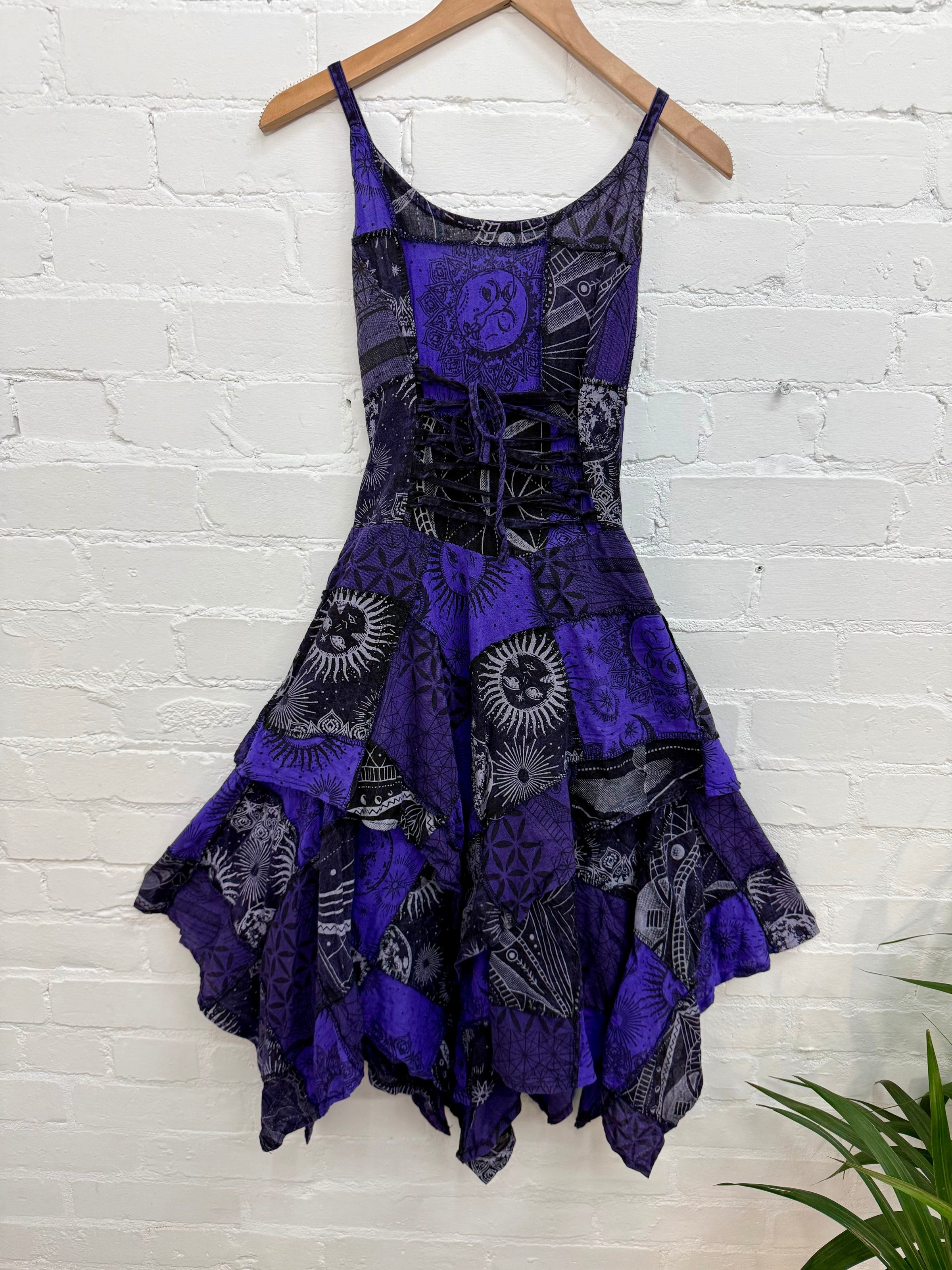 Celestial Patch Layered Midi Dress