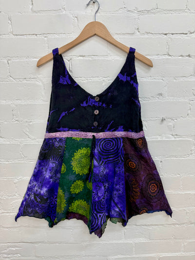 Tie-Dye & Patchwork Vest Top