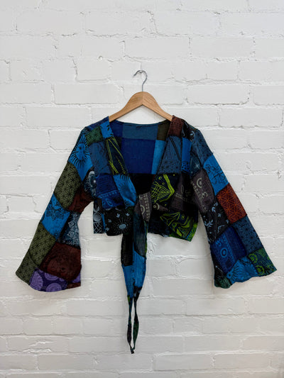 Stonewash & Patchwork Tie Top