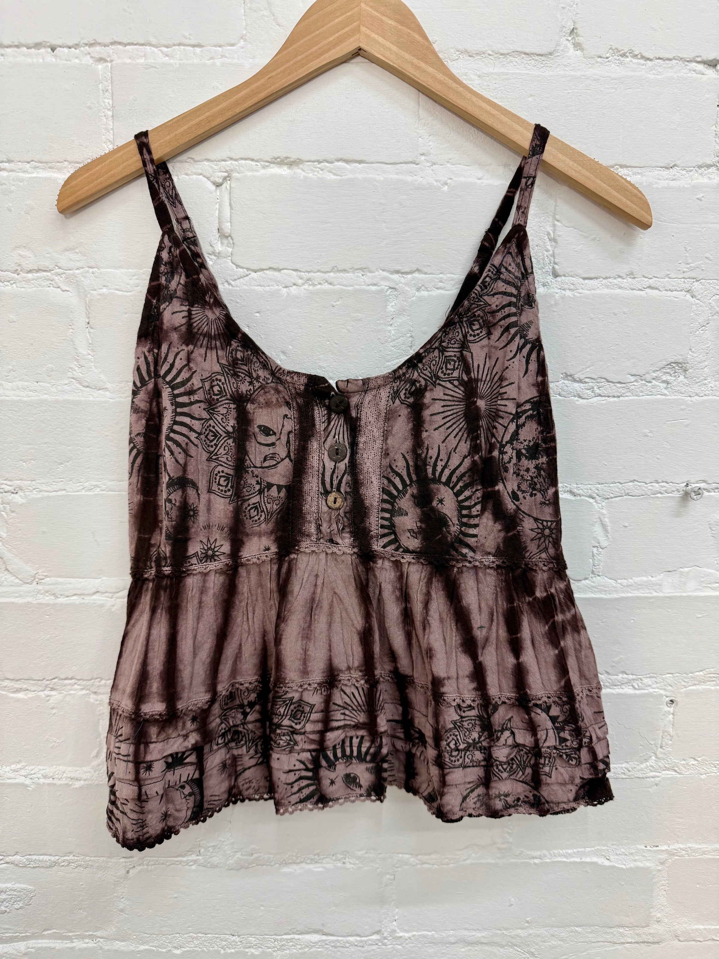 Tie-Dye & Celestial Print Vest Top