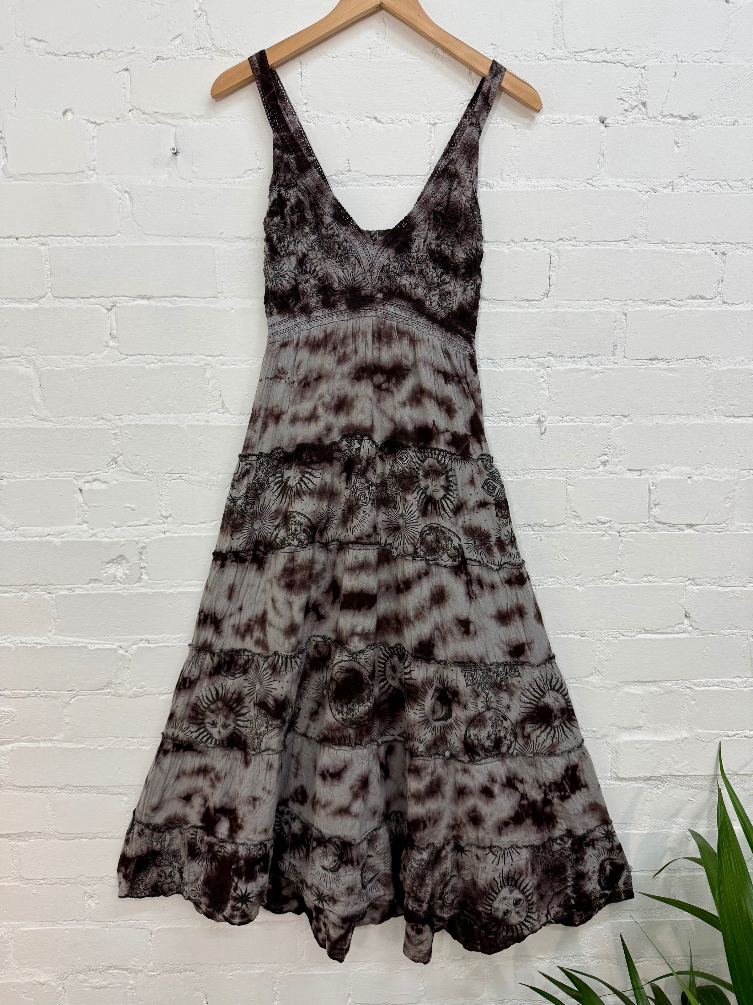 Tie-Dye & Celestial Print Long Dress