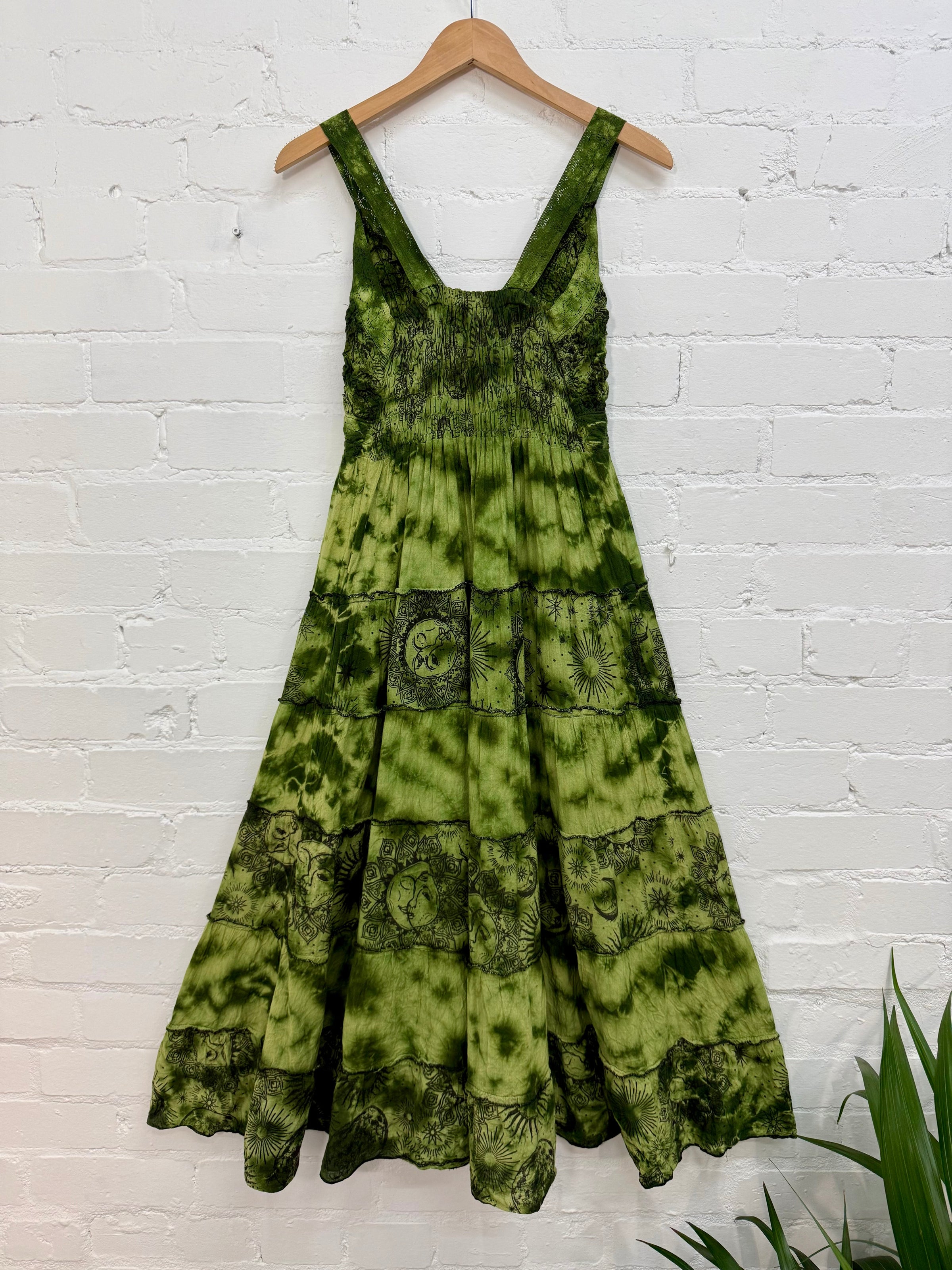 Tie-Dye & Celestial Print Long Dress