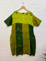 Long Embroidered Short Sleeve Dress