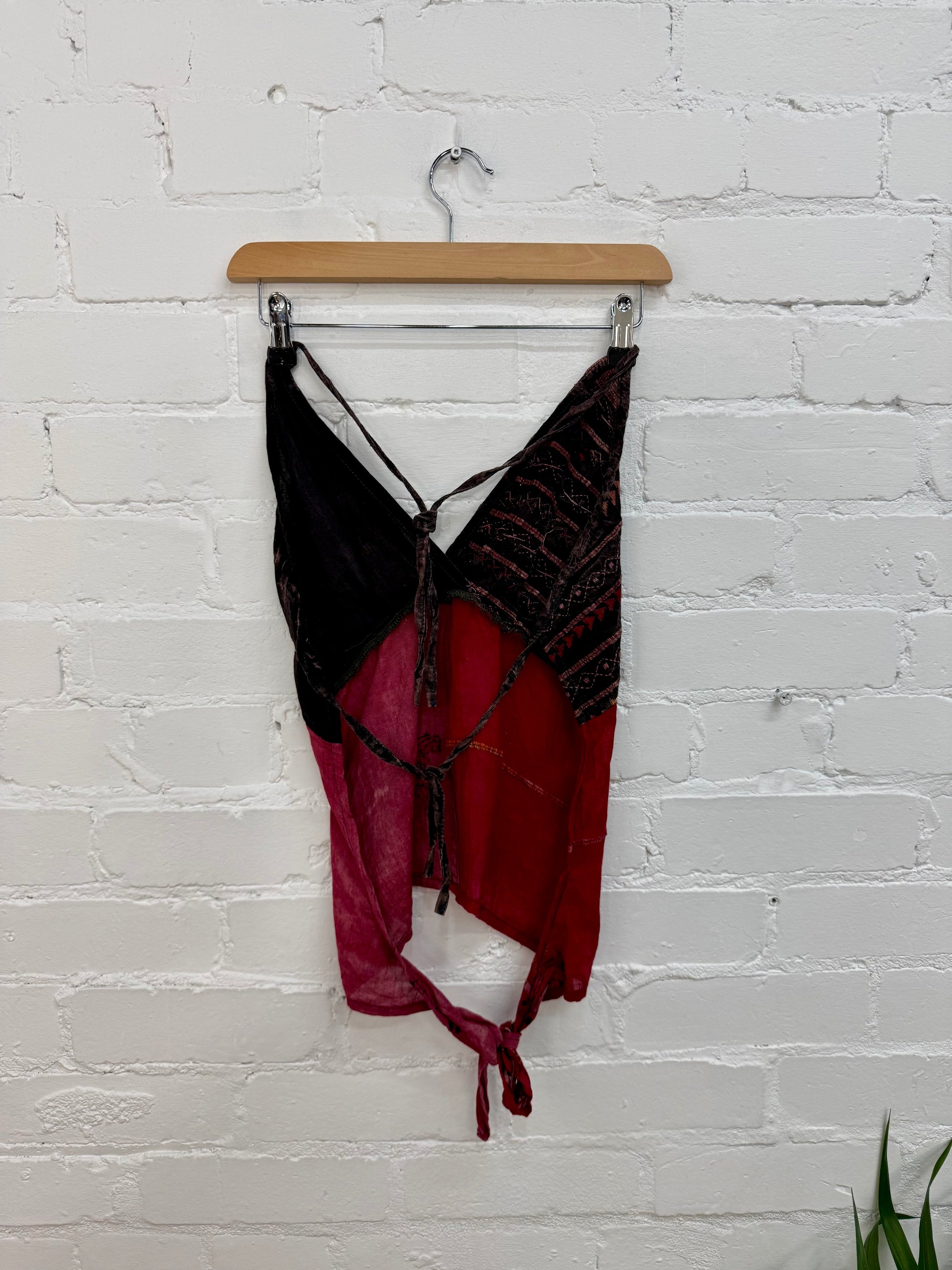 Embroidered Tie Halter Top