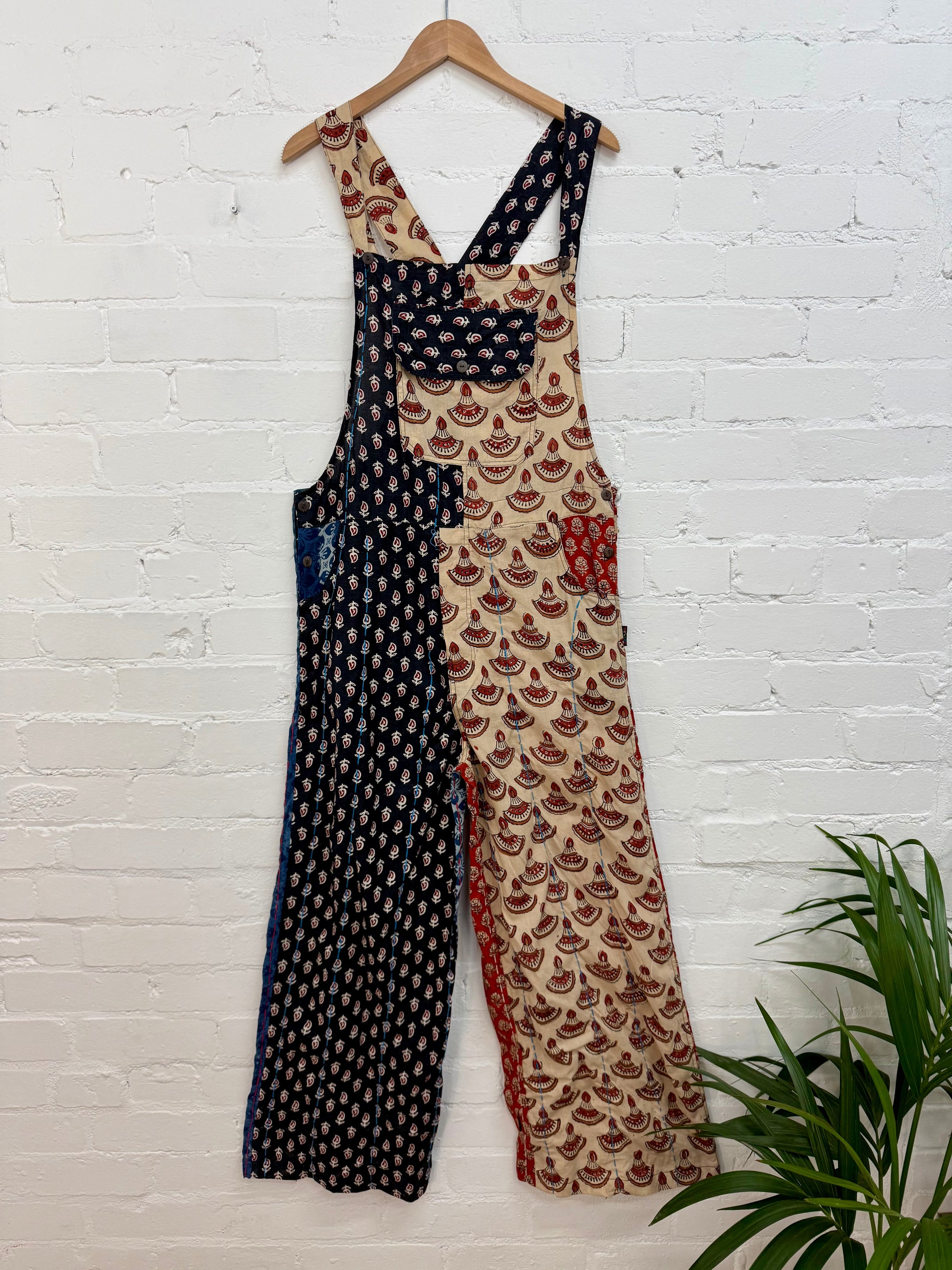 Block Print Wide Leg Dungarees
