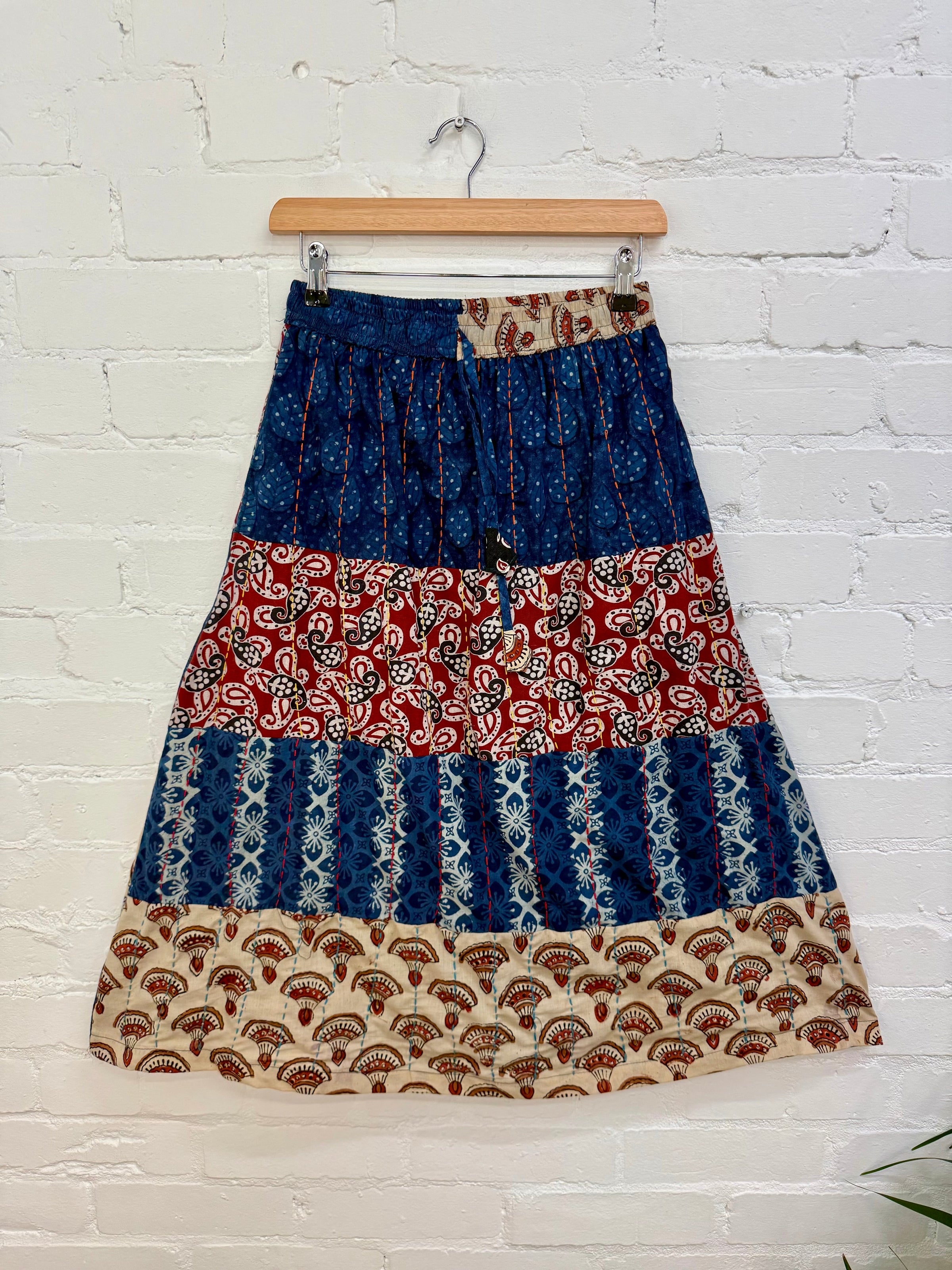 Block Print Midi Skirt