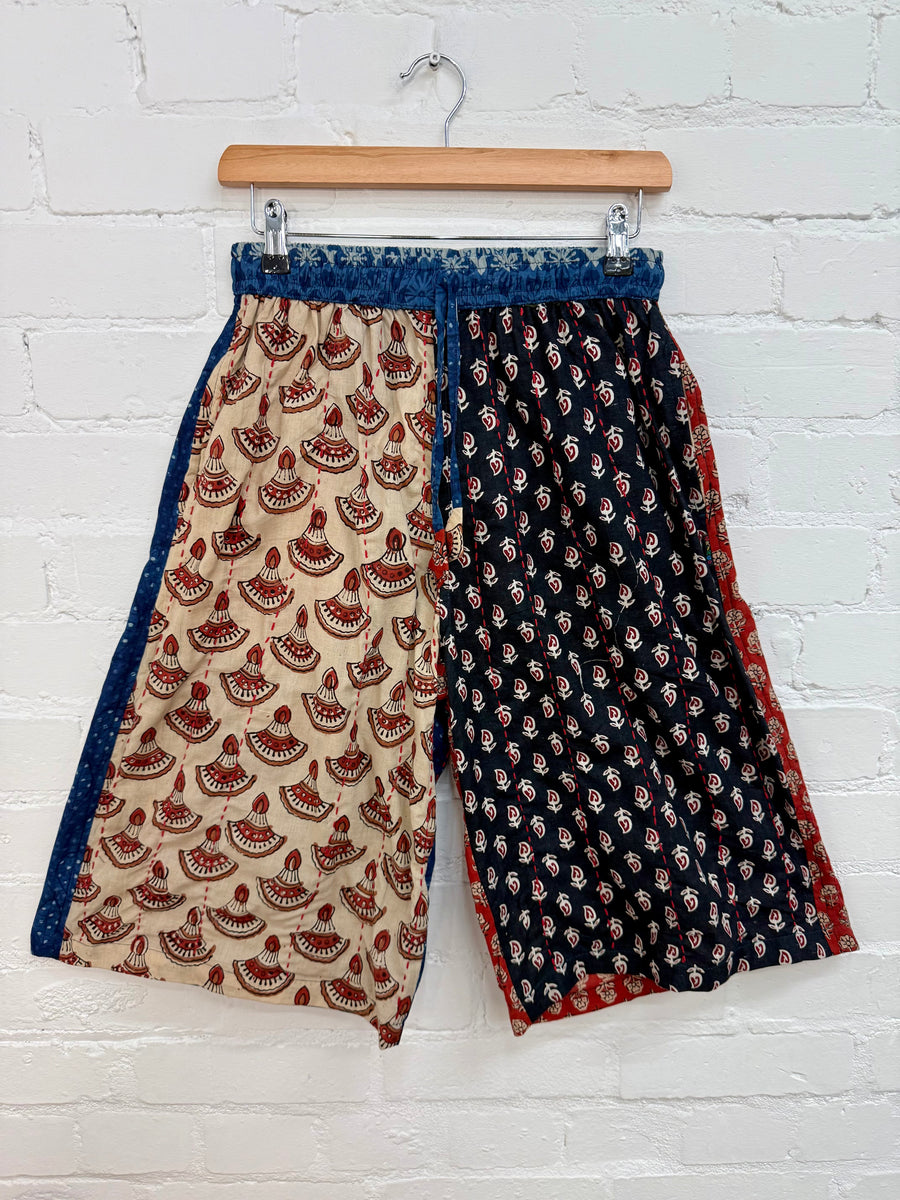 Block Print Long Wide Shorts