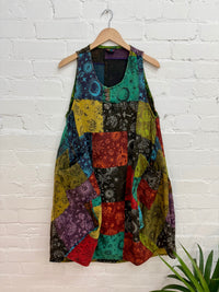 Mixed Print Patchwork Sleeveless Balloon Dress