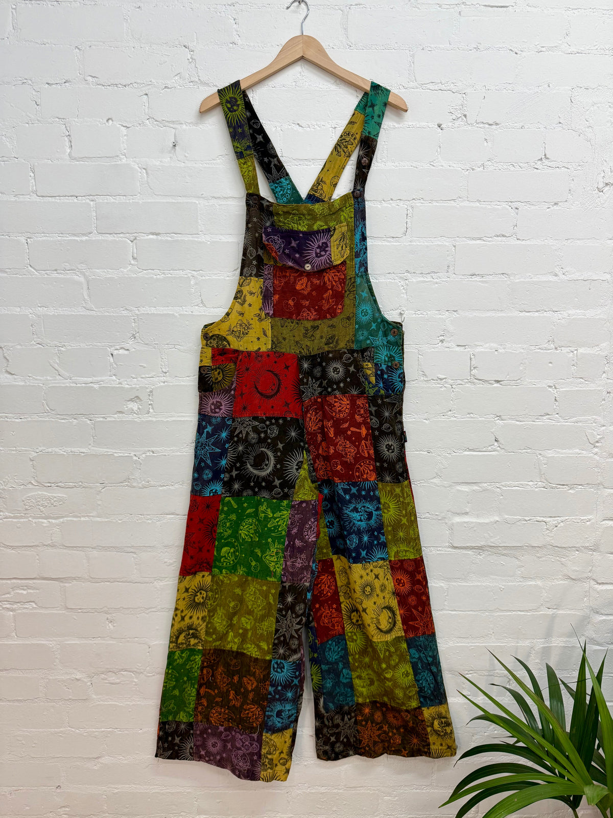 Mixed Print Patchwork Dungarees