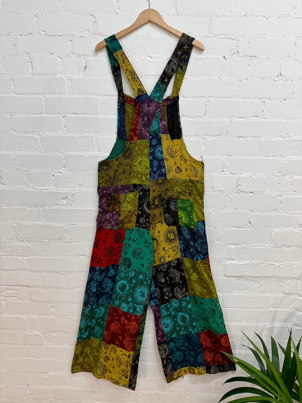 Mixed Print Patchwork Dungarees