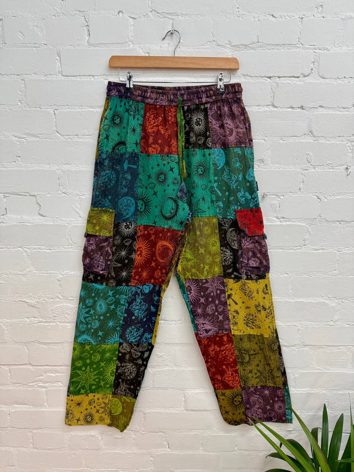 Mixed Print Patchwork Cargo Trousers