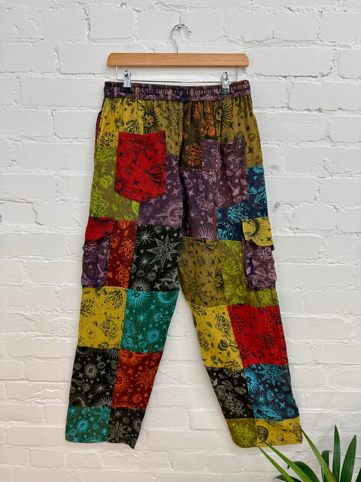 Mixed Print Patchwork Cargo Trousers