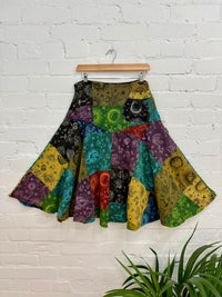 Mixed Print Patchwork Midi Skirt