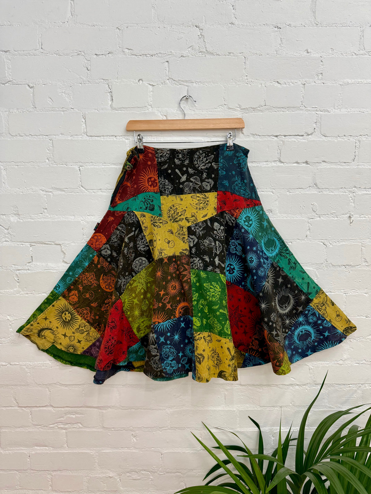 Mixed Print Patchwork Midi Skirt