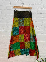 Mixed Print Patchwork Long Skirt