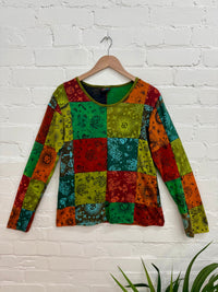 Mixed Print Patchwork Long Sleeve T-Shirt