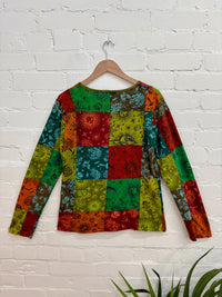 Mixed Print Patchwork Long Sleeve T-Shirt