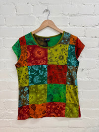 Mixed Print Patchwork Short Sleeve T-Shirt