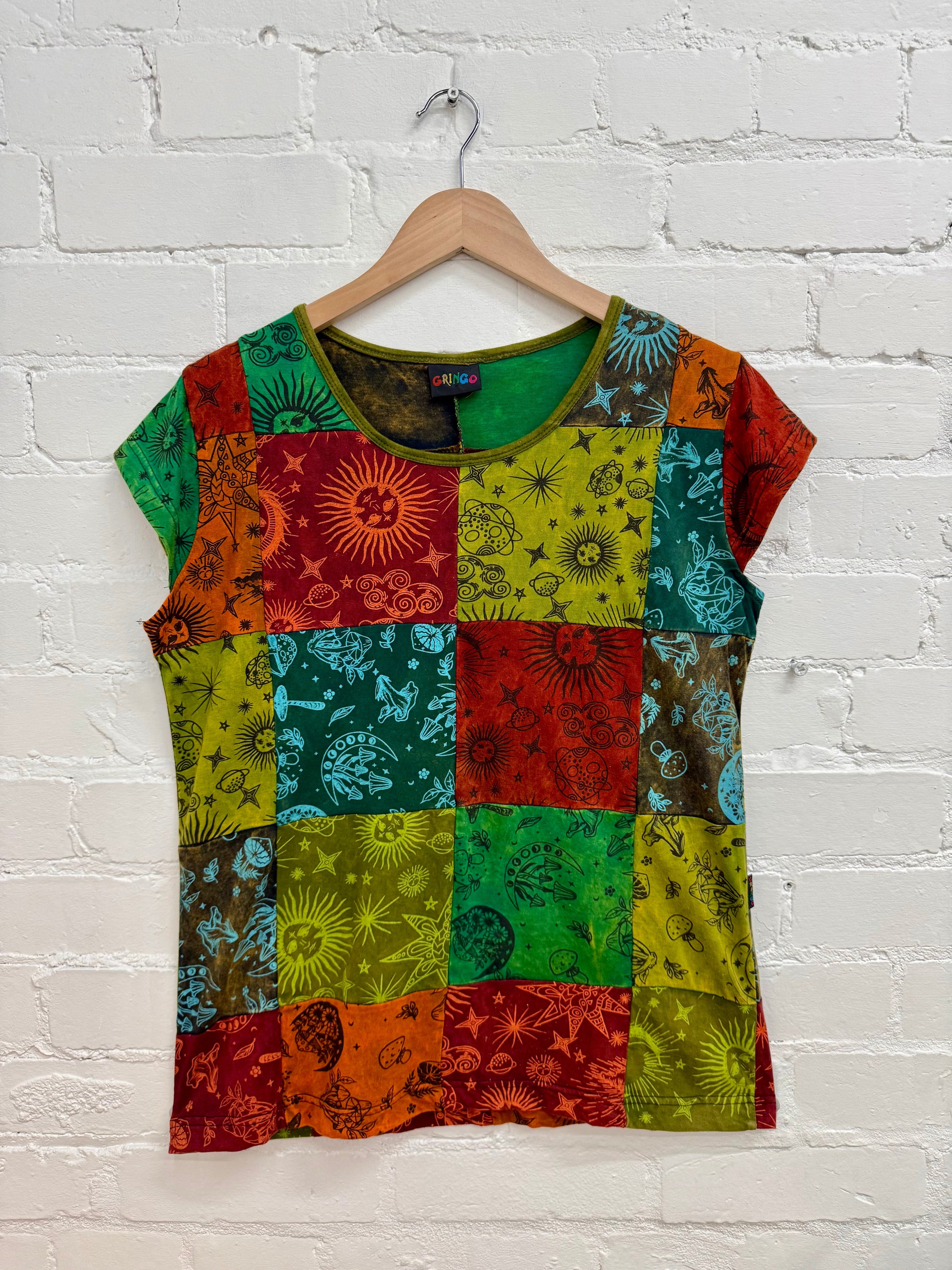 Mixed Print Patchwork Short Sleeve T-Shirt