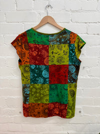 Mixed Print Patchwork Short Sleeve T-Shirt