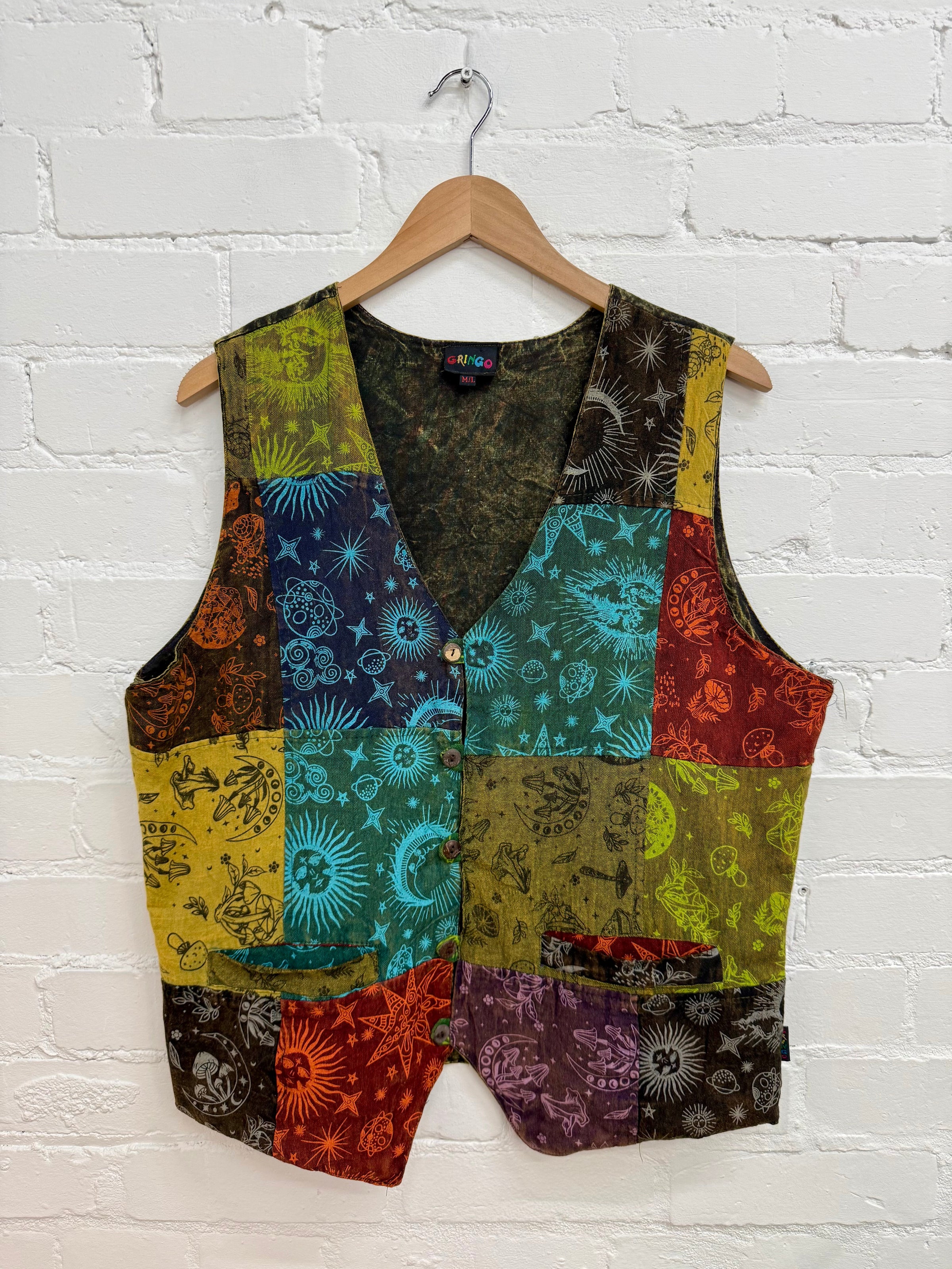 Mixed Print Patchwork Waistcoat