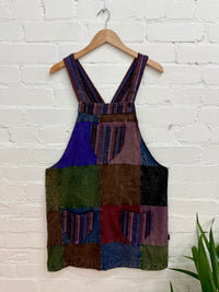 Stonewash Patchwork Short Dungaree Dress