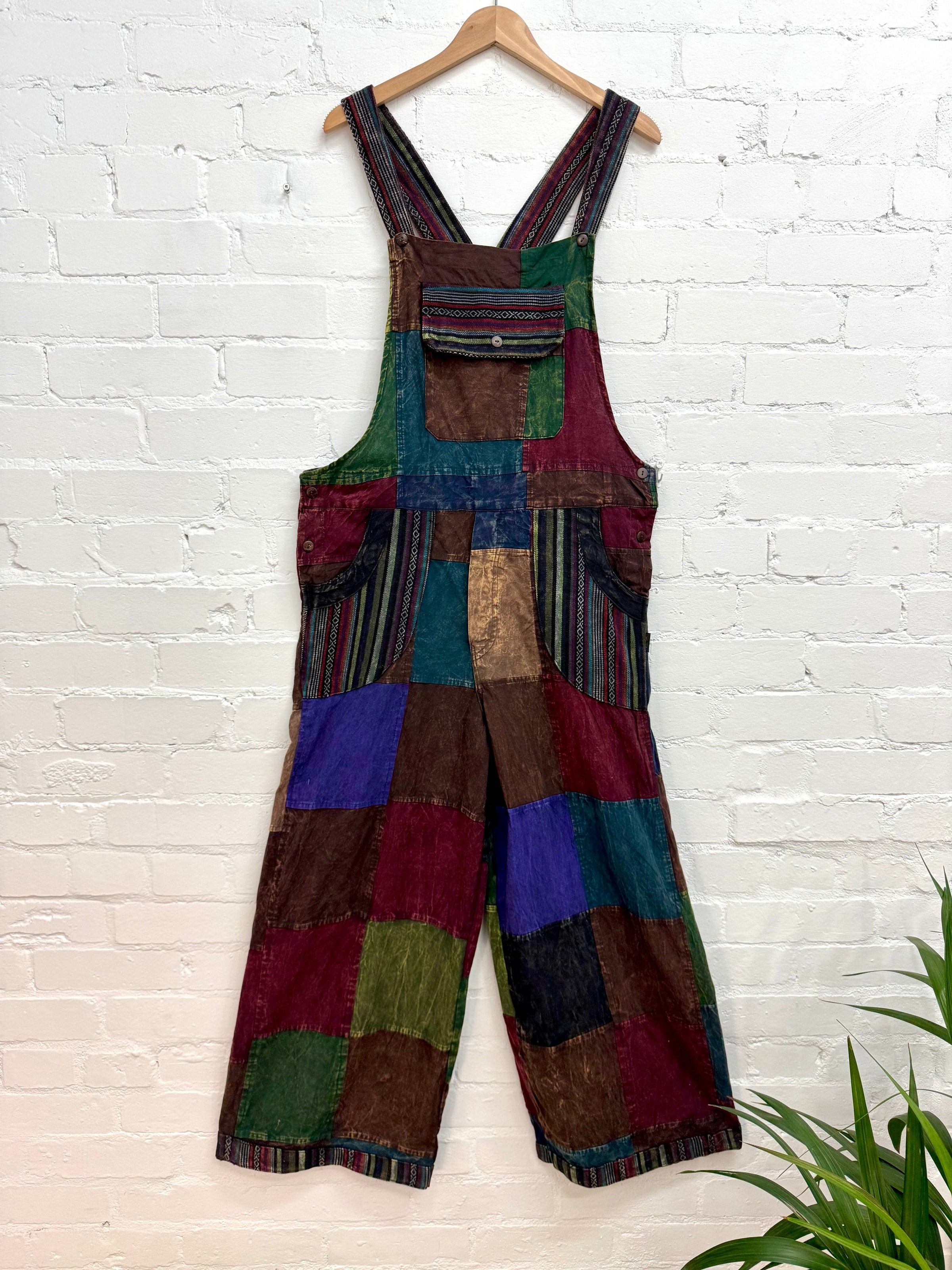 Stonewash Patchwork Dungarees