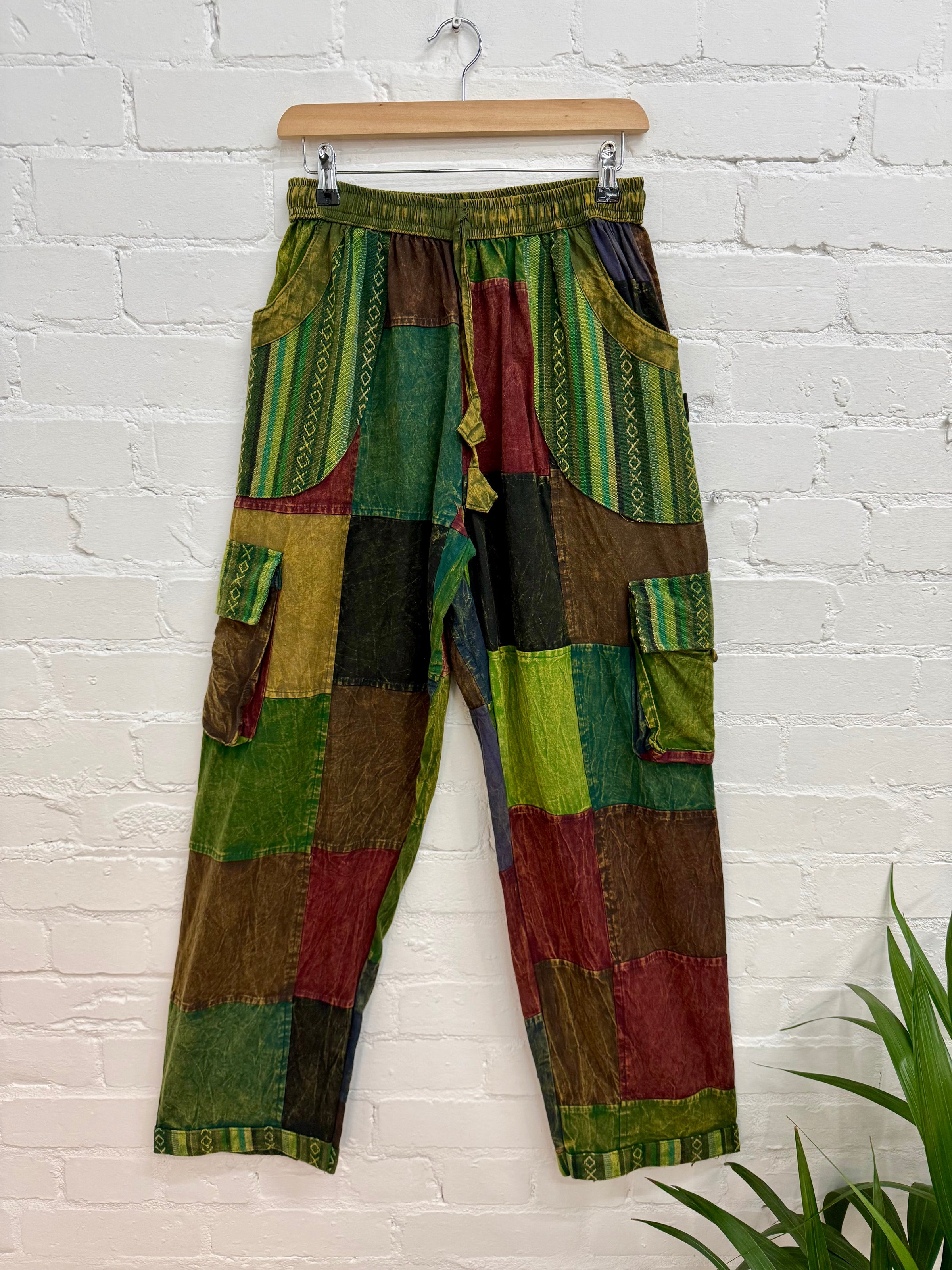 Stonewash Patchwork Cargo Trousers