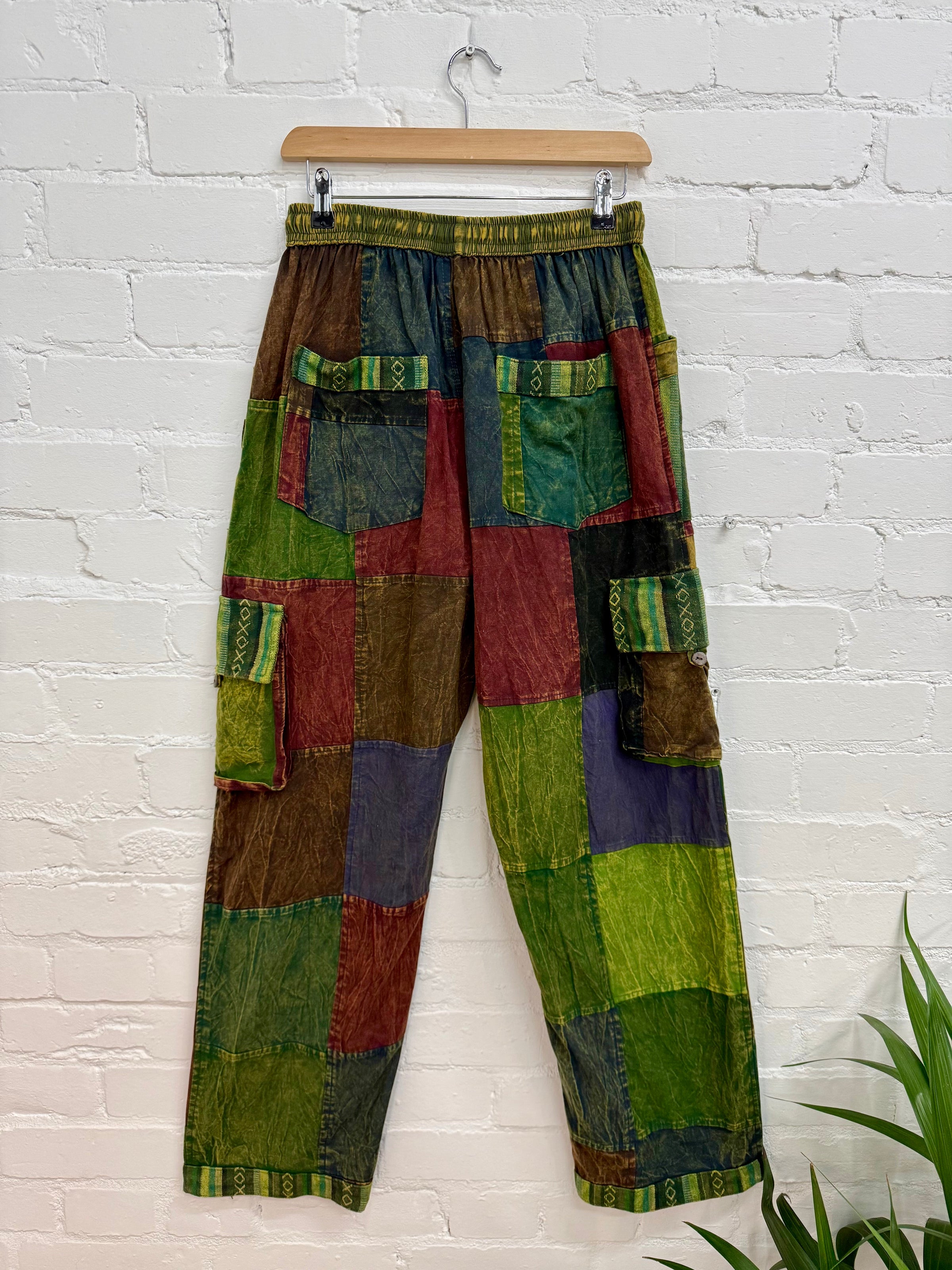 Stonewash Patchwork Cargo Trousers