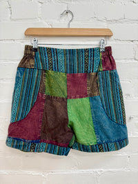 Stonewash Patchwork Shorts