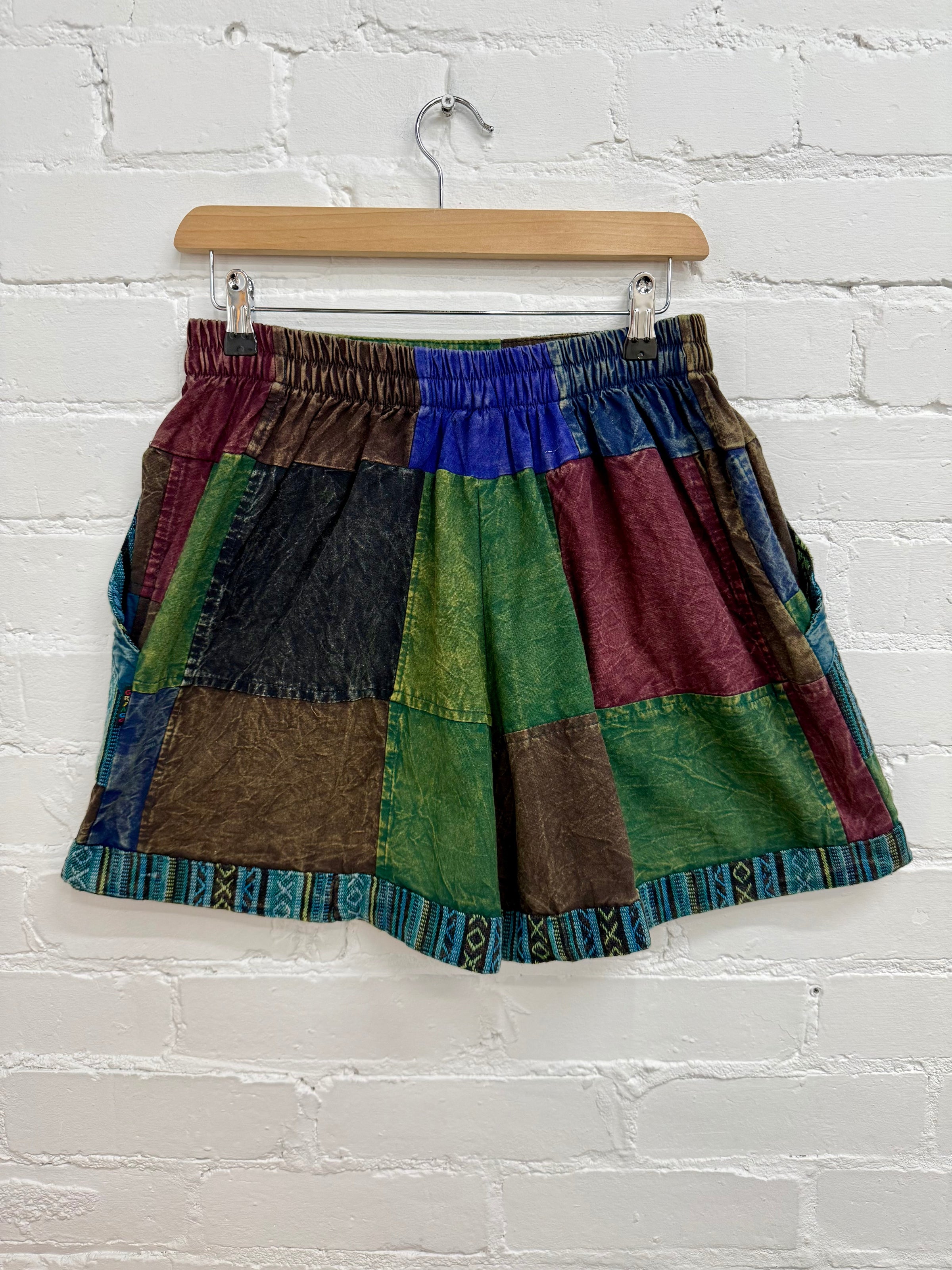 Stonewash Patchwork Shorts