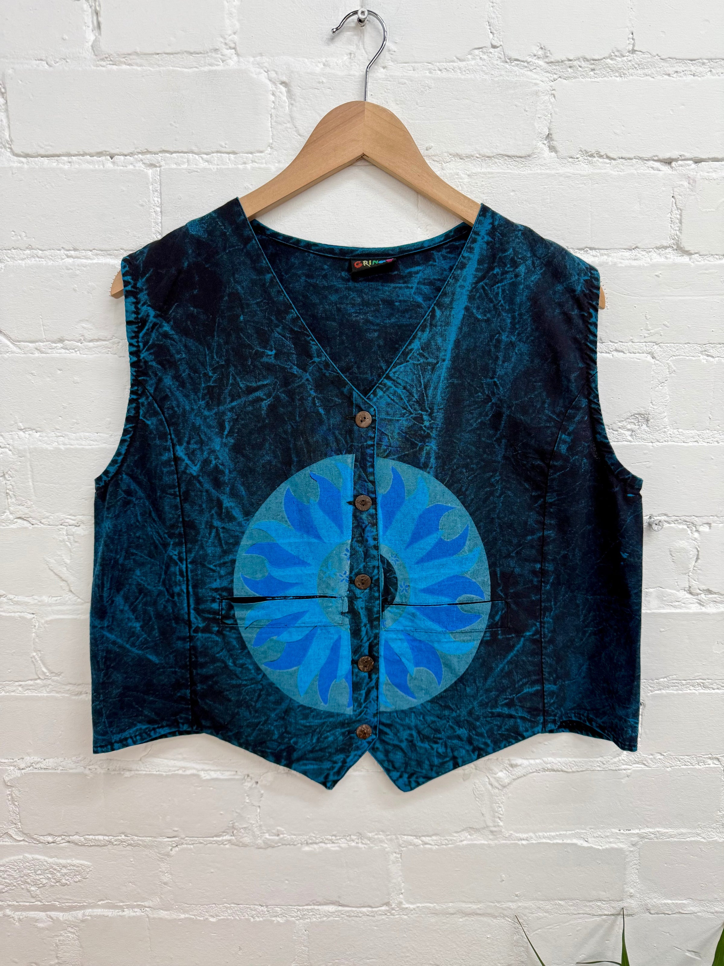 Stonewashed Sun Print Waistcoat