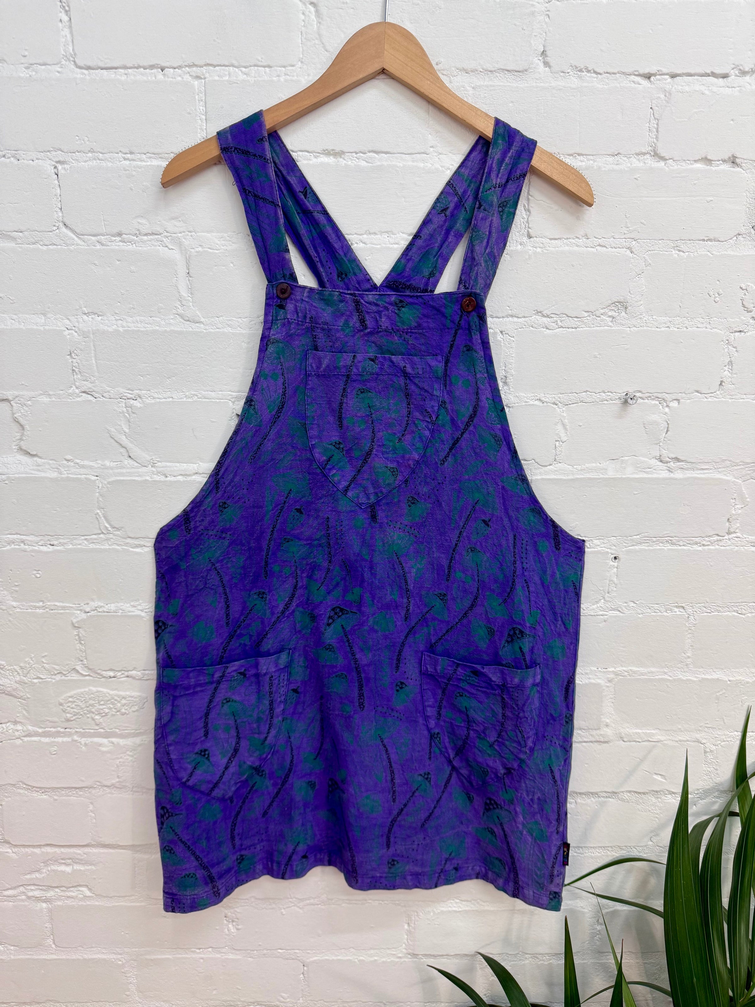 Mushroom Print Short Dungaree Dress