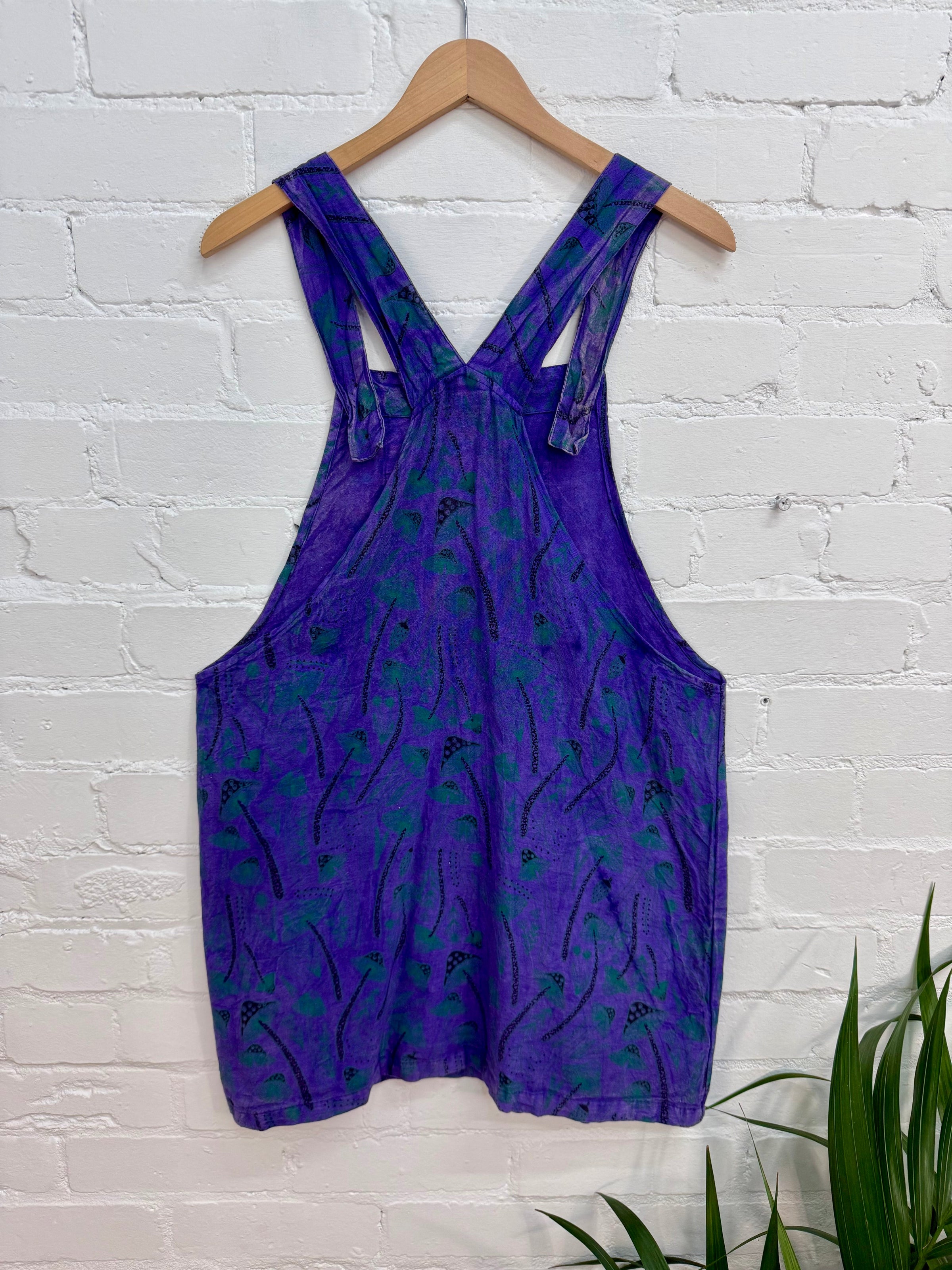 Mushroom Print Short Dungaree Dress