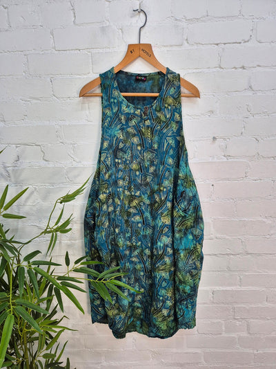 Tie Dye Mushroom Print Sleeveless Balloon Dress