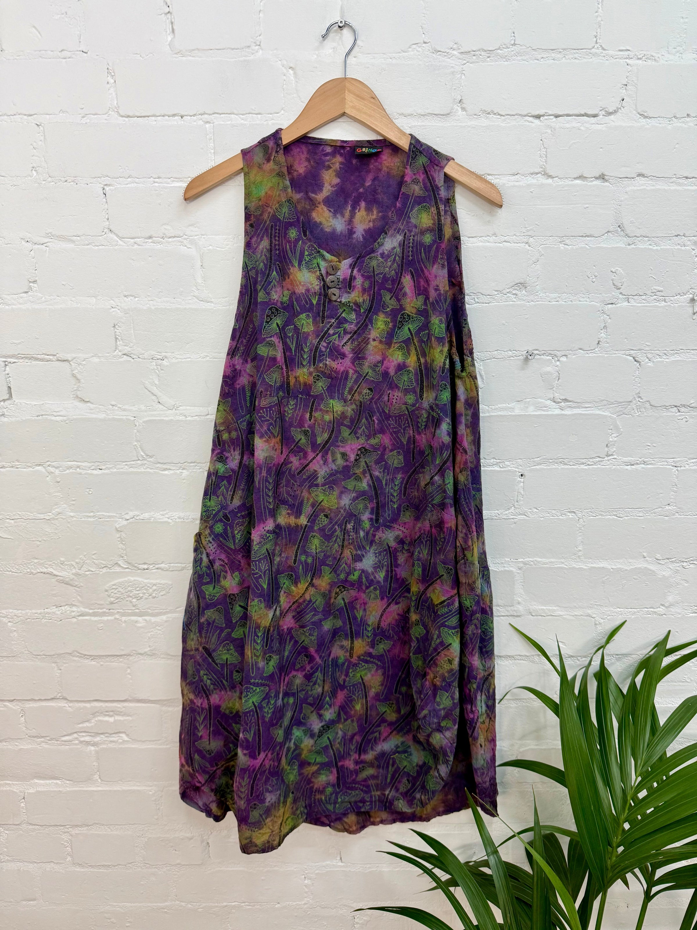 Tie Dye Mushroom Print Sleeveless Balloon Dress