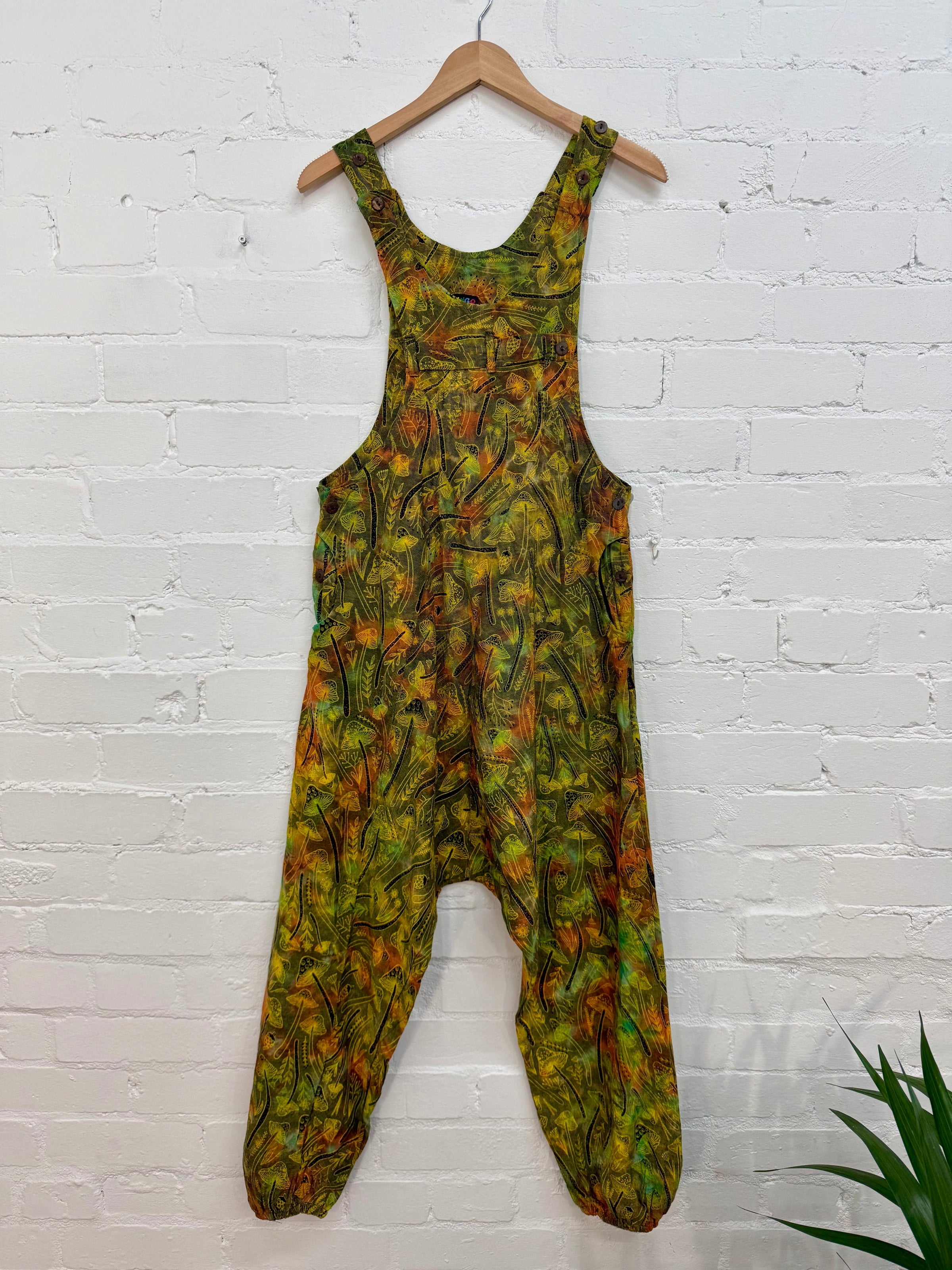 Tie Dye Mushroom Print Dungarees