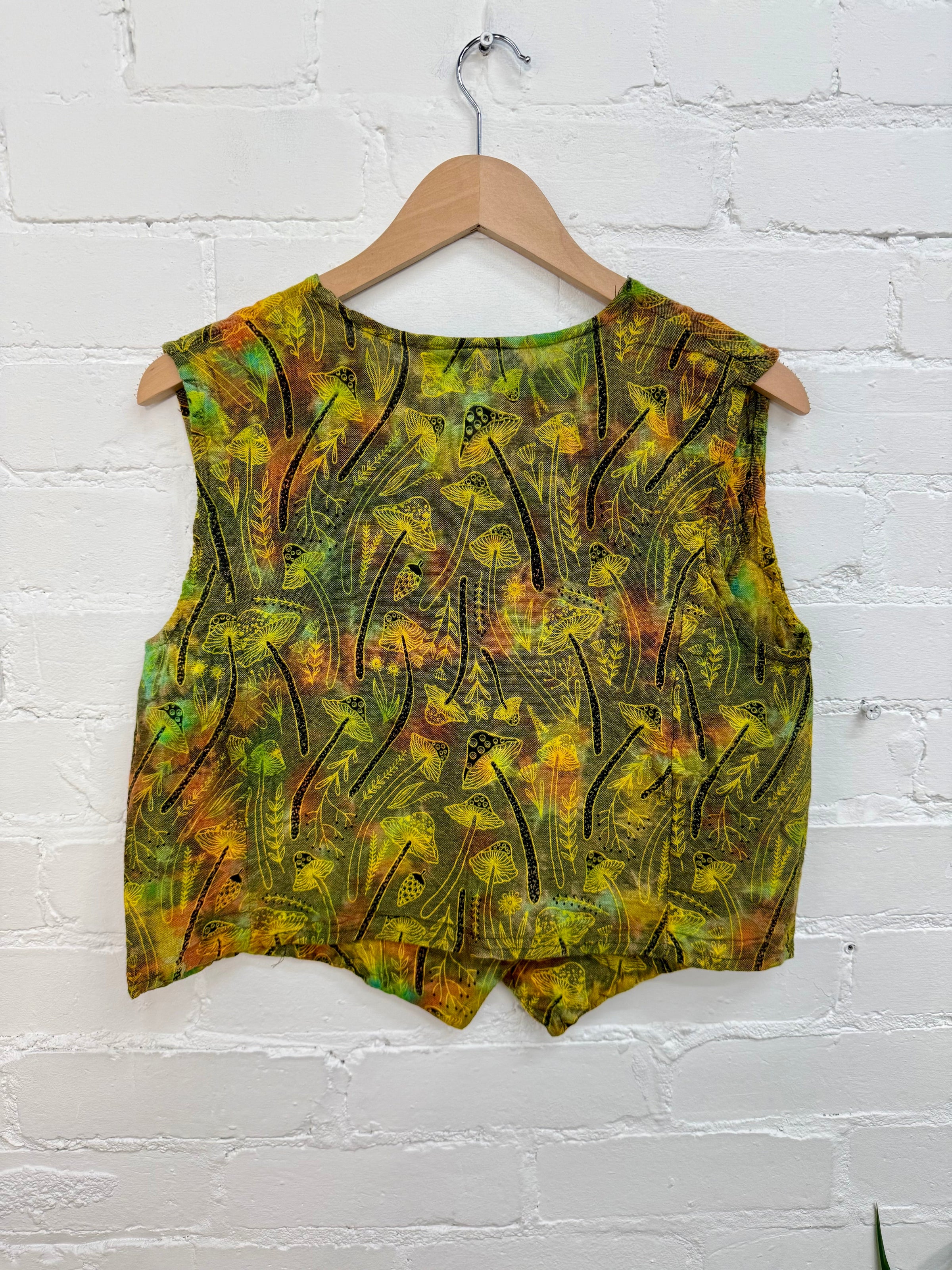 Tie Dye Mushroom Print Waistcoat