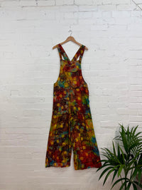 Tie Dye Flower Print Dungarees